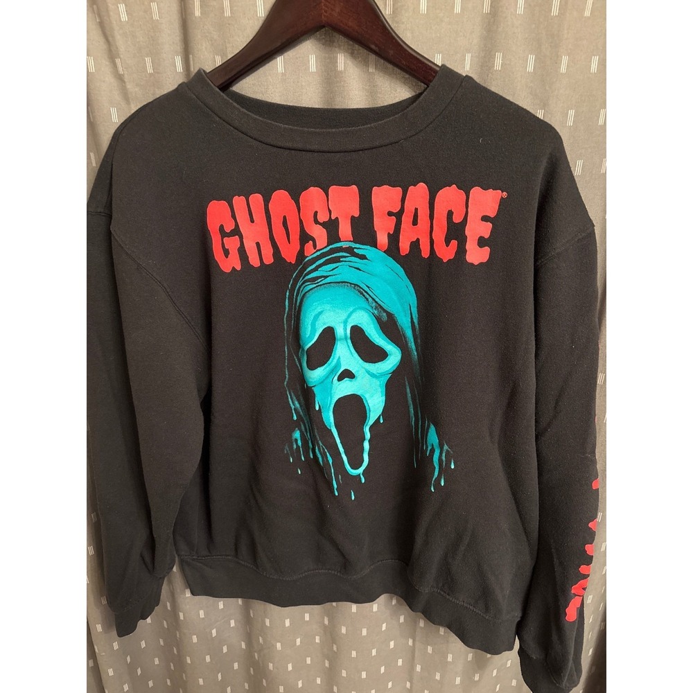 Ghost Face Scream Horror Movie Graphic Sweatshirt Black Green Red Womens Large